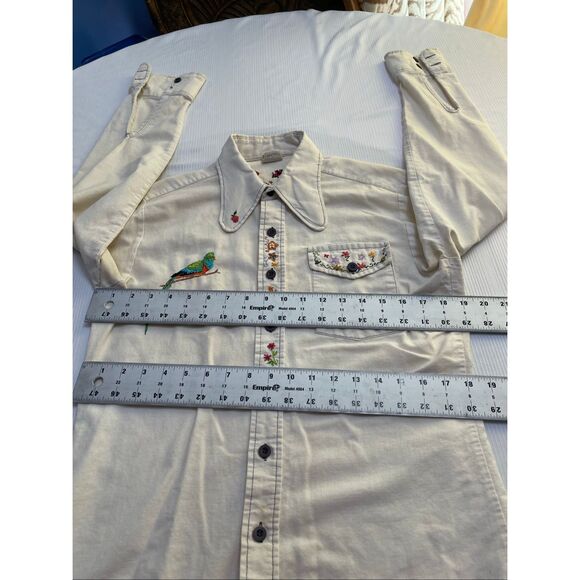 Grants Men’s Wear Vintage Embroidered 70s Button Up Shirt Size Medium - Picture 4 of 12